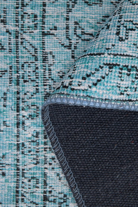 Conceptum Folk Chenille - Alfombra Azul 75 x 230 cm